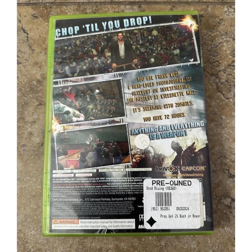 Dead Rising Microsoft Xbox 360-2006 With Manuel